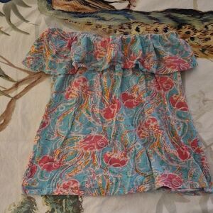 Lilly Pulitzer Pink and Blue Ruffle Blouse
